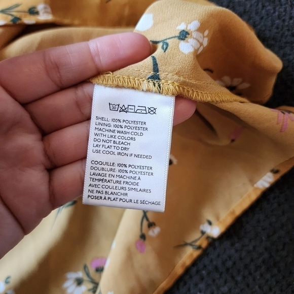 Urban Outfitters Mustard Emmy Ruched Floral Print Short Sleeve Dress size XS - Picture 5 of 5